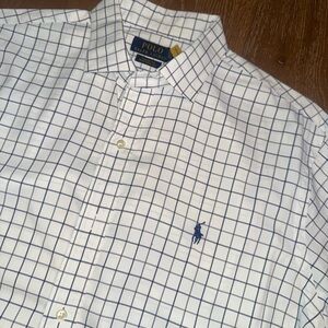 Polo by Ralph Lauren Men's White and Navy Grid Shirt